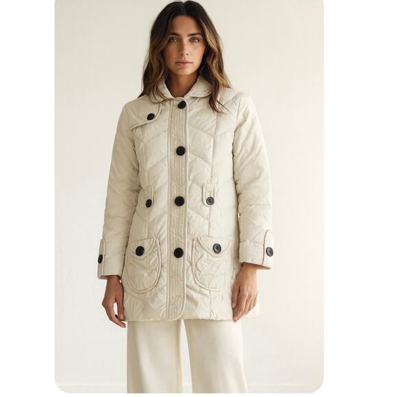 Rosanda Ilincic Cream Quilted Puffer Coat EU 38 US 2 Quiet Luxury Minimalist - Picture 1 of 12